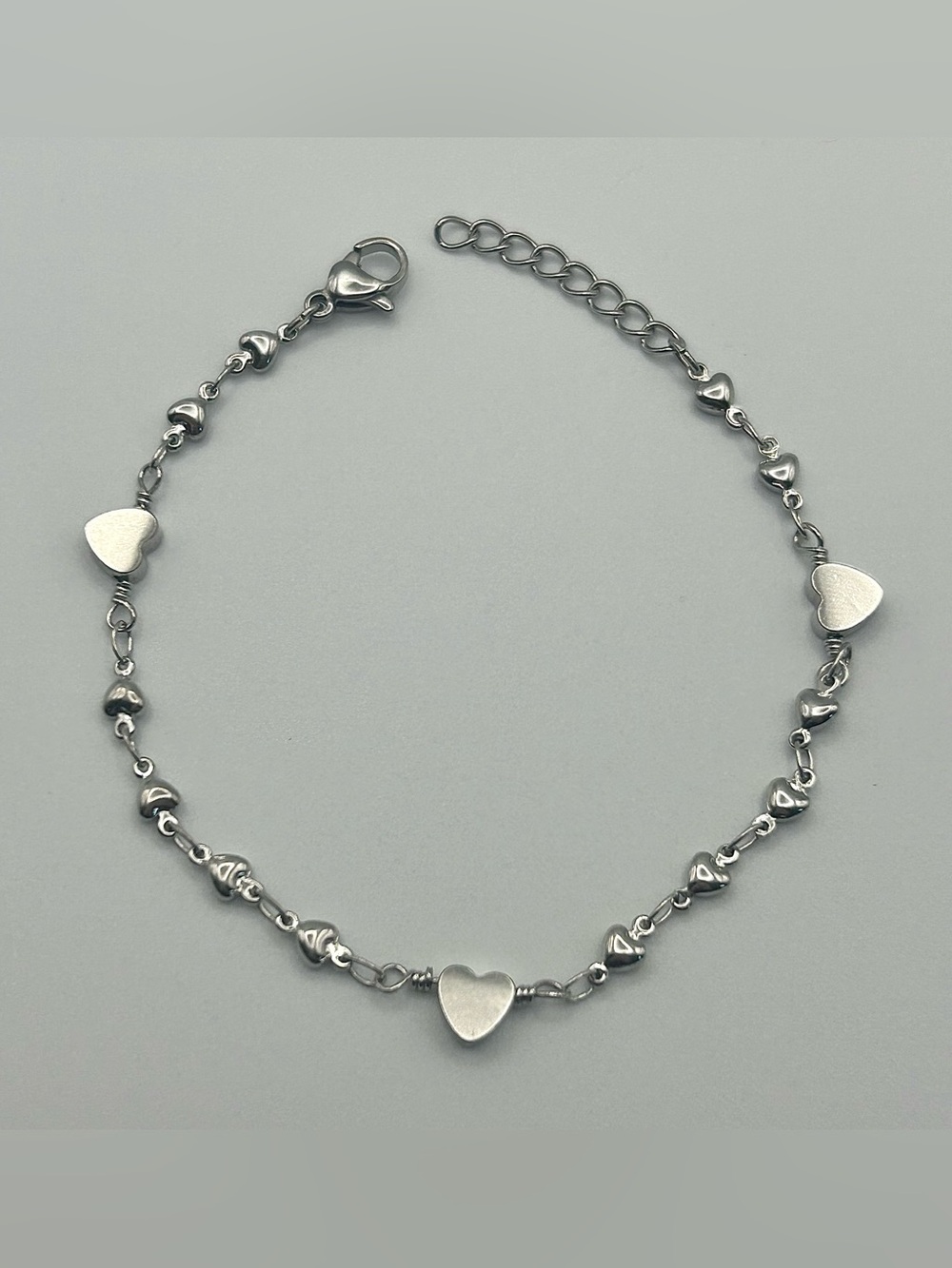 Heart Link Bracelet — Silver Tone Chain, Romantic Jewelry for Women